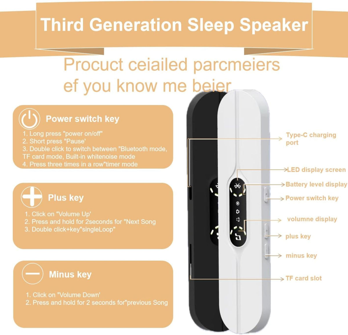 Under Pillow Speakers for Sleeping Bluetooth, Bone Conduction Technology, 3D White Noise Generator, Volume Control & Sleep Timer, Side Sleeper Friendly
