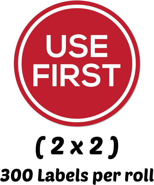 900 Use First Stickers - 2 inch, Circle Dot, Round Food Service Labels/Restaurant Inventory Control/Use First Labels Expiration Stickers, (Red)