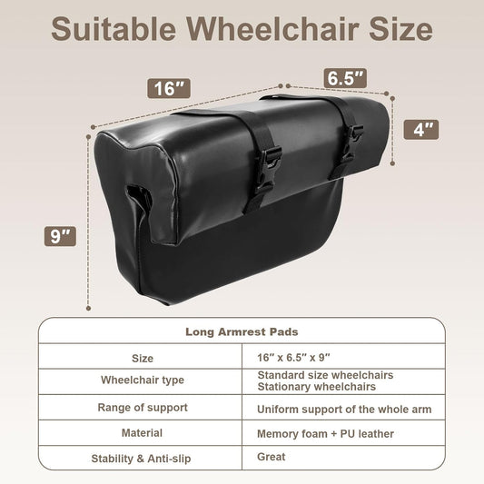 Wheelchair Armrest Pads, Memory Foam Arm Trough for Wheelchair, 16"L