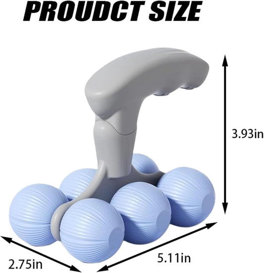 6-Wheel Handheld Massage Roller for Muscle Pain Relief (Blue) | Portable myofascial release stick for full-body use & Deep Tissue Relief. Ergonomic grip, lightweight, ideal for gym, office