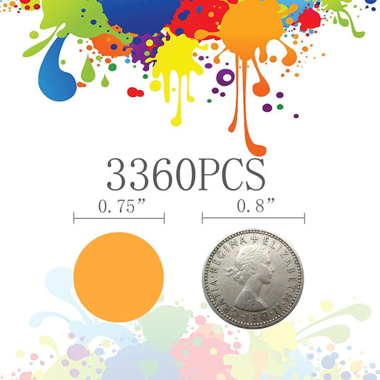 Koogel 3360PCS Colored Dot Stickers Round Coding Labels, 12 Color Polka Circle Label Stickers for Classroom, Garage Sales, Papers Office Student Etc, 3/4 inches
