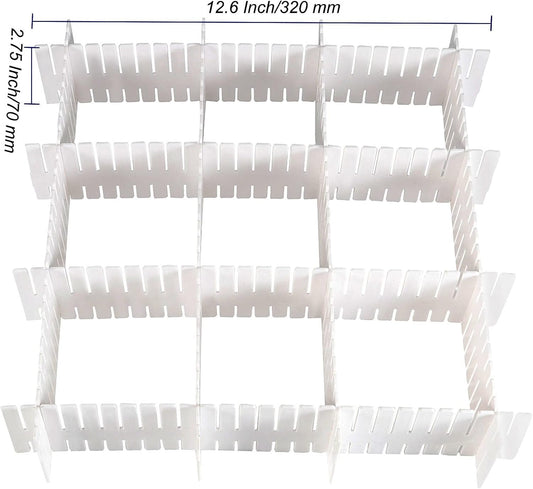 MUKCHAP 72-Piece DIY Grid Drawer Organizer - 12.6 Inch Adjustable Drawer Dividers for Sock, Underwear, Scarf - 36 White, 36 Pink