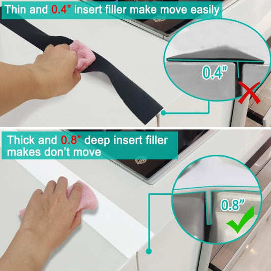 Stove Counter Gap Cover - 25 Inch Silicone Stove Gap Filler 2 Pack White