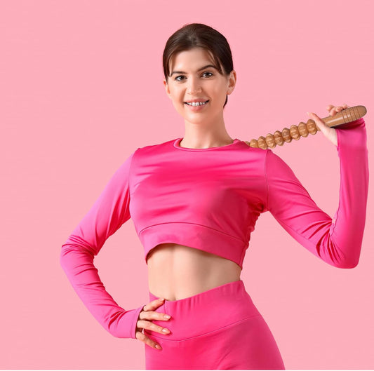 Wooden Muscle Massage Roller Stick for Athletes, Relief Muscle Soreness, Cellulite Massager, Fascia Roller for Physical Therapy