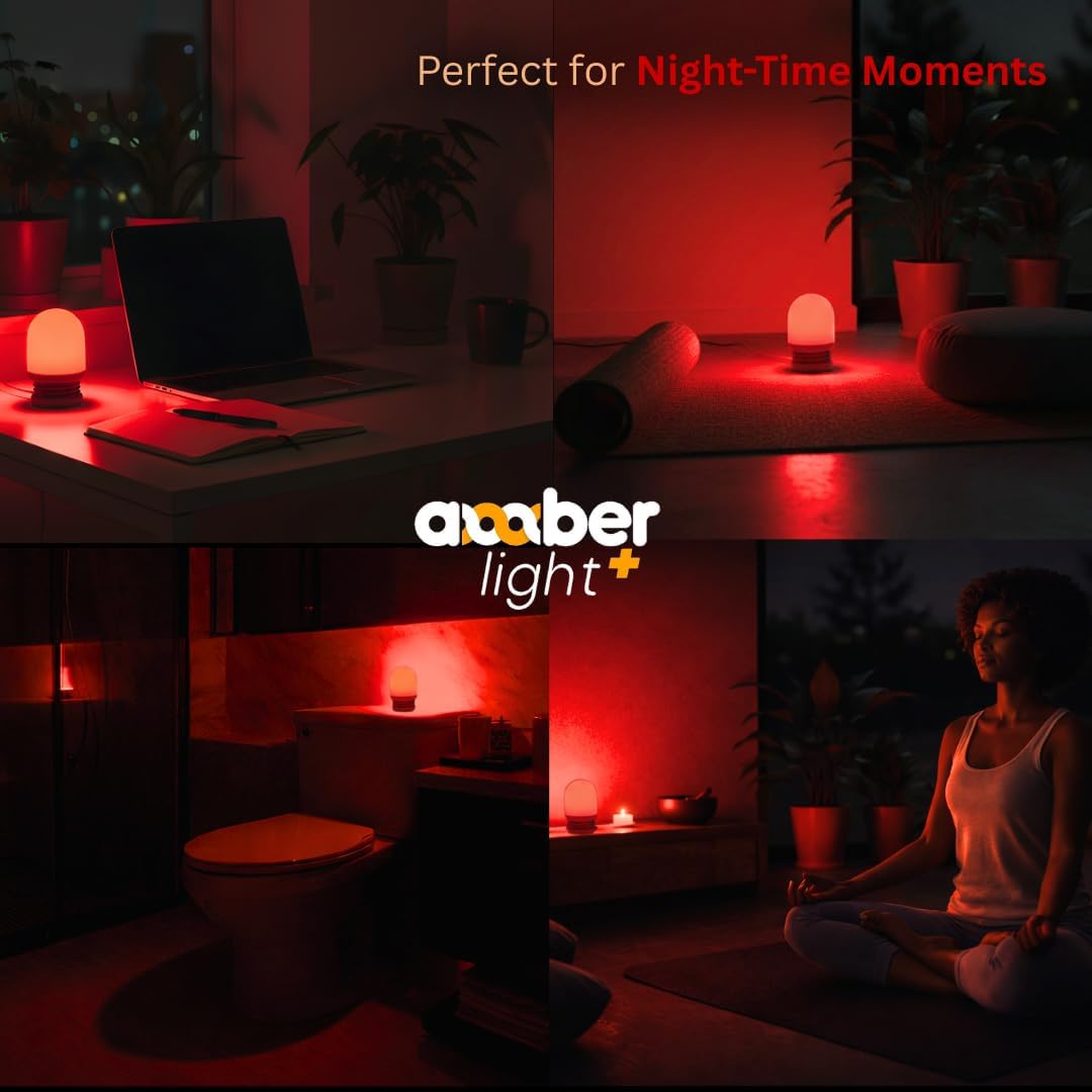Amber Light + Pebble - Rechargeable Sleep Lamp, Blue Light Free Night Lamp for Bedtime Reading, 1000mAh Battery, Melatonin-Friendly Ambient Glow, 3.5 Inch (Amber)