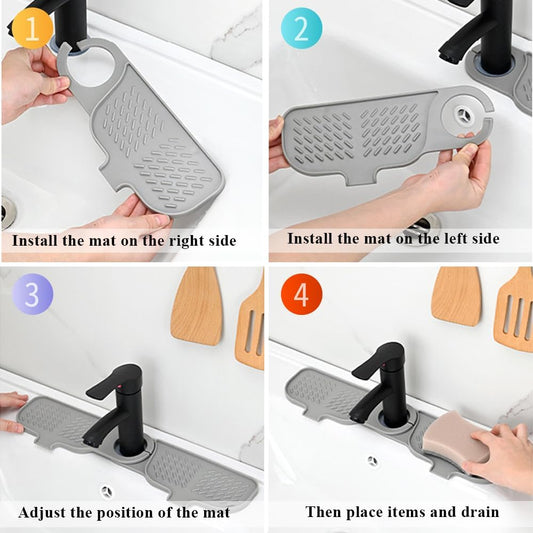 Kitchen Sink Faucet Mat, Faucet Draining Mat, Faucet Sink Splash Guard for Kitchen Sink, Sink Mat Kitchen Essentials for New Home, Drip Catcher for Kitchen, Bathroom Faucet Protector