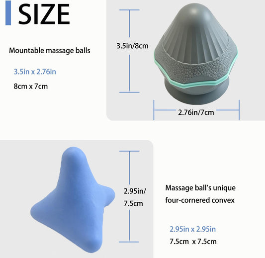 2Pcs Trigger Point Massage Tool, Massager Ball for Psoas Myofascial Release | Deep Tissue Muscle Knots Relief, Physical Therapy, Foot Plantar Fasciitis Pain Recovery, Manual Pressure with Suction Cup