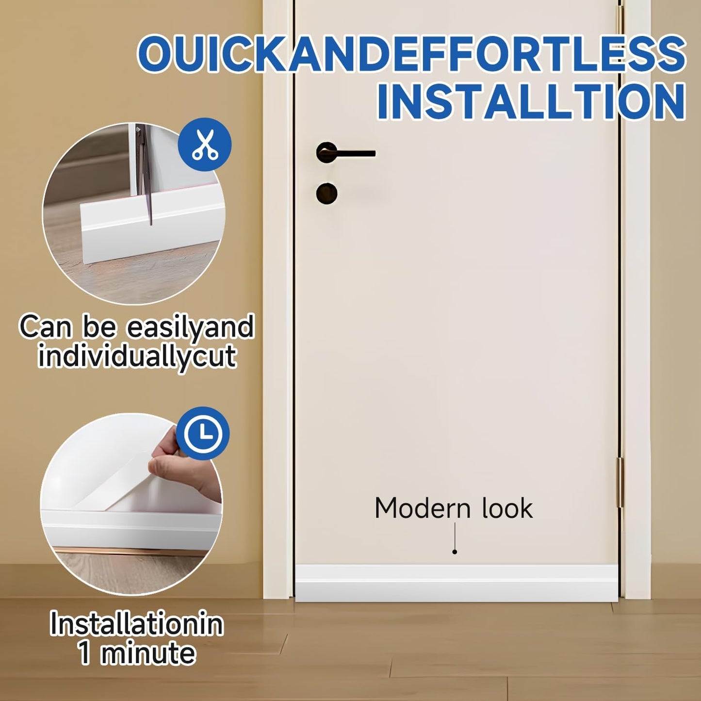1 pc Strong Silicone Door Draft Stopper Under Door Draft Blocker, Insulator Door Sweep Weather Stripping, Noise Stopper, 38" Length, Strong Adhesive