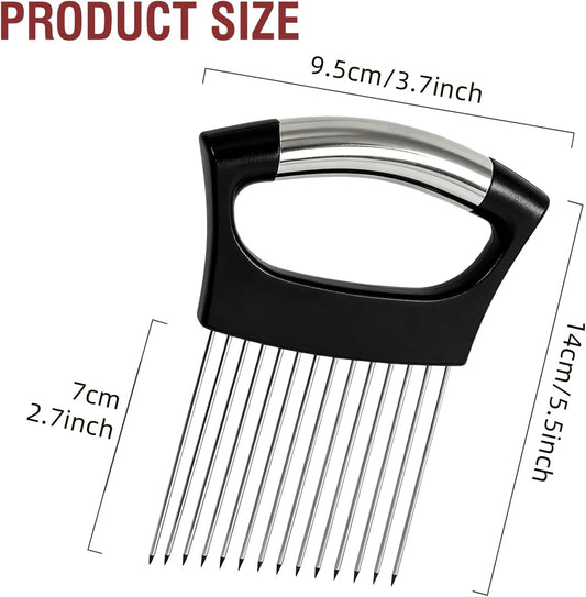 Extra-Large Onion Holder for Slicing, Onion Cutter Vegetable Chopper, Extra-Large Tomato Slicer with 16 Long Needles, Stainless Steel Tomato Potato Slicer, Meat and Food Slicing
