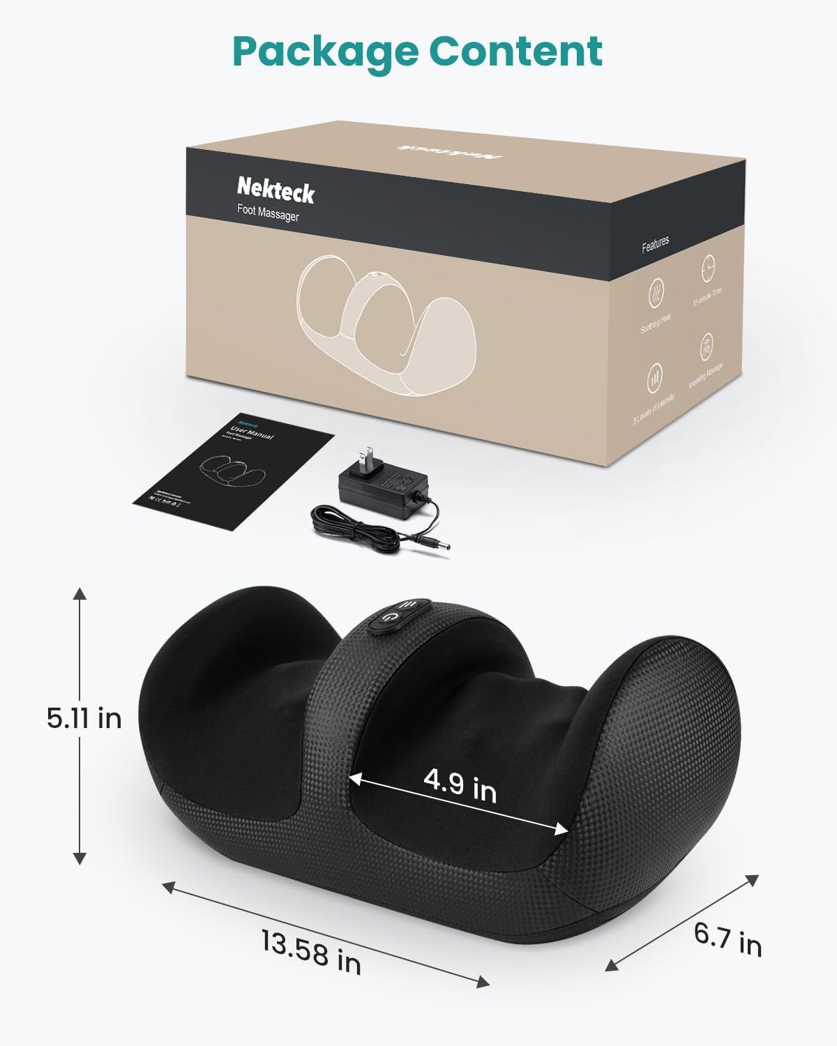 Nekteck Foot Massager with Heat & Foot Roller, Shiatsu Calf Leg Massager