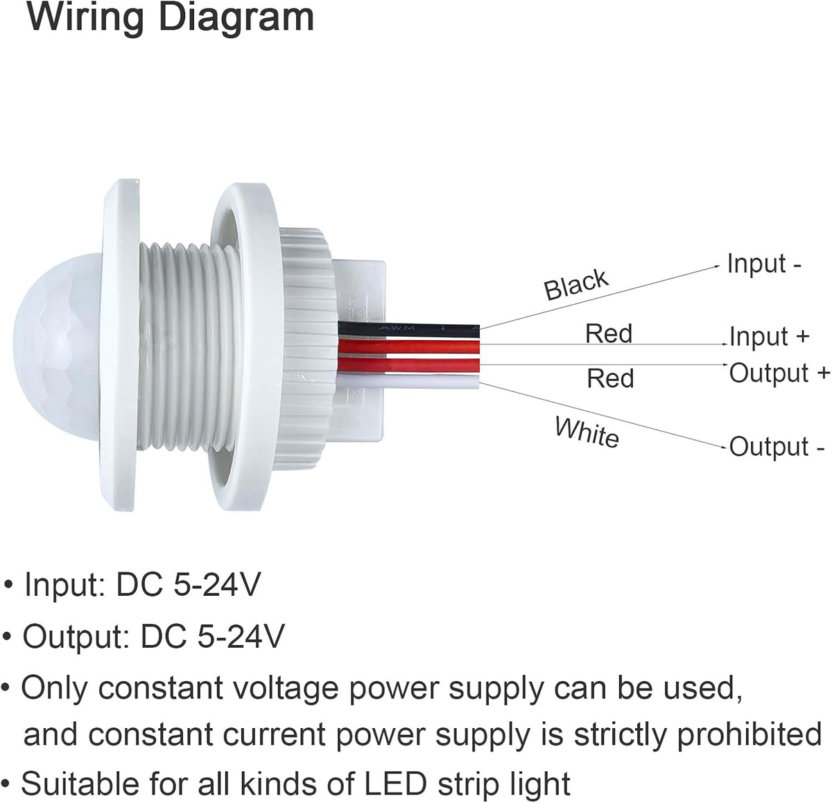 Motion Sensor Light Switch 12V/24V PIR Adjustable Delay