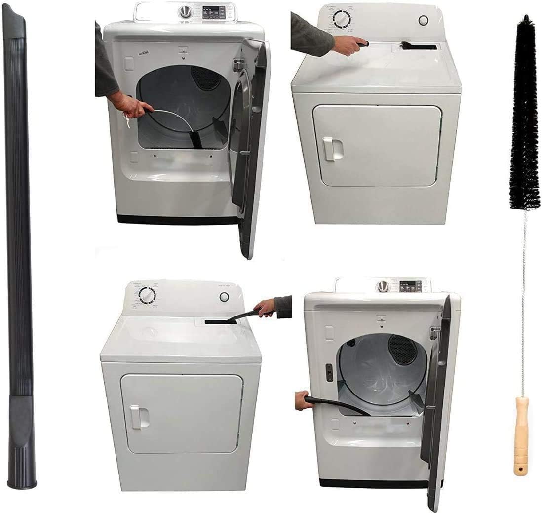 Dryer Vent Cleaner Kit & Refrigerator Condenser Coil Brush-Dryer Lint Brush Vent Trap Cleaner-Vacuum Attachment for Small Crevice-Dryer Cleaner Brush