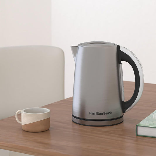 Hamilton Beach 1.7 Liter Electric Tea Kettle, Water Boiler & Heater | Fast Boiling 1500 Watts |Temp Control | Cordless Serving | Auto-Shutoff & Boil-Dry Protection | BPA Free | Stainless Steel