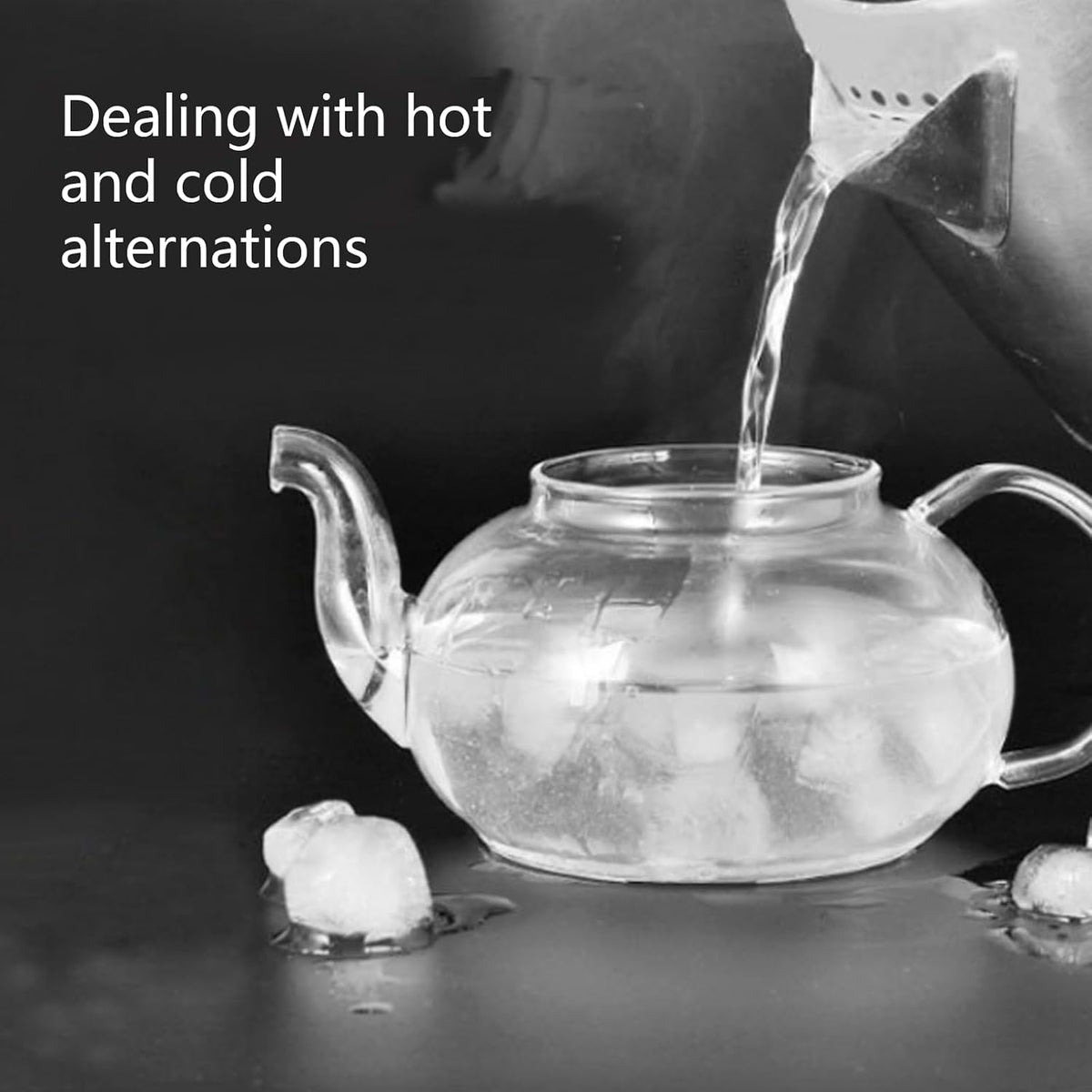 Glass Teapot Stovetop Safe-Clear Teapot with Removable Infuser-Loose Leaf and Blooming Tea Maker (20.3oz)
