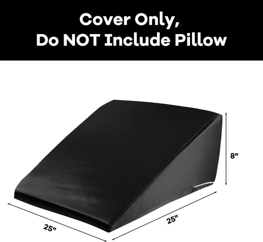 HOMBYS Satin Bed Wedge Pillow Cover Silky & Smooth Wedge Pillowcase 1 Pack 24x24x8, Soft & Breathable, Removable & Machine Washable-Zipper Design (Pillow Not Include),(Navy Blue, 24"x24"x8")