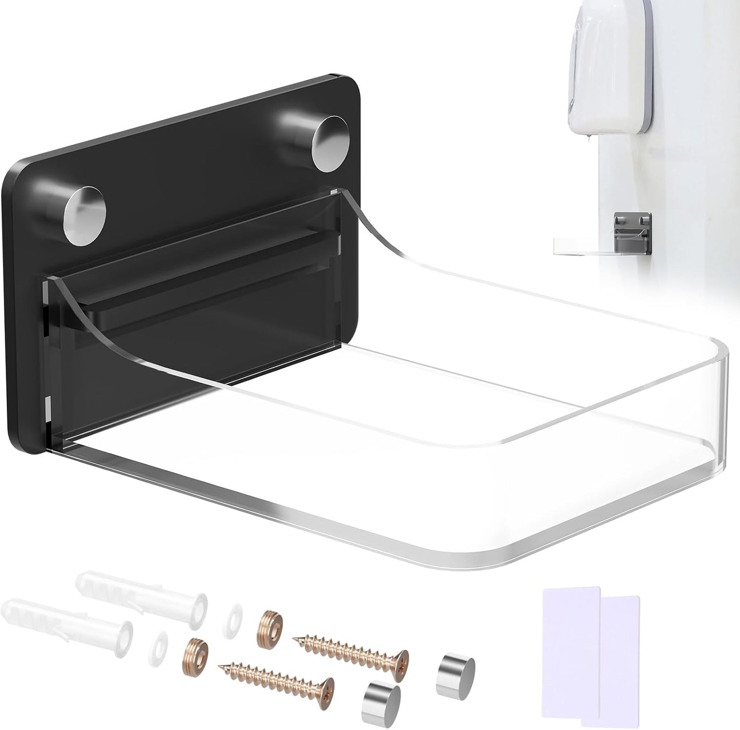 Acrylic Dispenser Drip Tray Wall Mount Removal Soap Dispenser Bracket, Laundry Detergent Drip Catcher Prevent Dripping and Spraying, Soap Dispenser Water Tray, Detachable for Cleaning