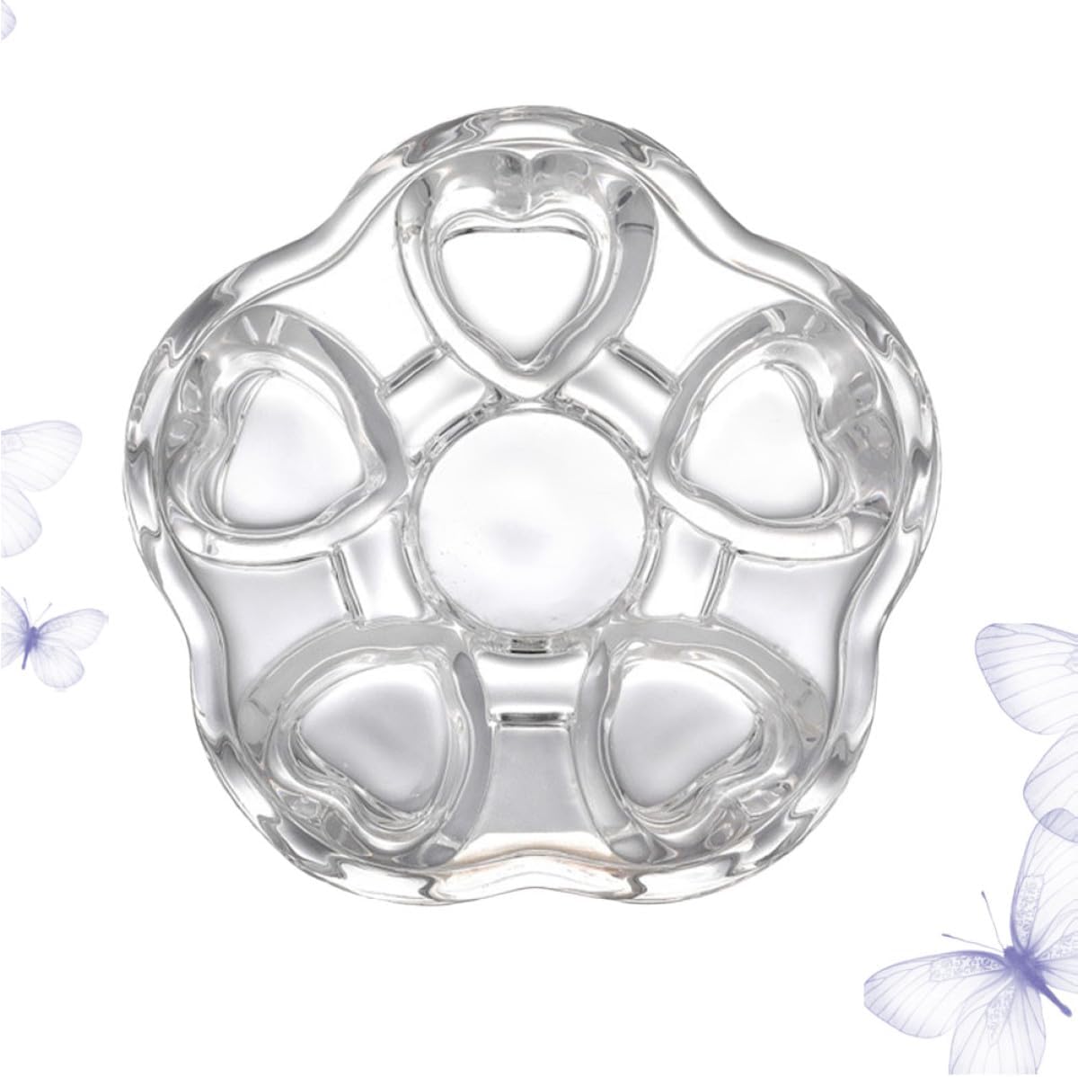 Ciieeo Heart-Shaped Glass Tea Pot Base, Creative Insulated Glass Warmer Stand, Heat-Resistant Crystal Teapot Heating Base for Home Tea Accessories
