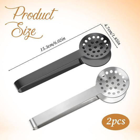 2 Pcs Tea Bag Squeezer Tongs Tea Filter Spoon Clamp Stainless Steel Teabag Strainer Dispenser for Kitchen Bar Tools