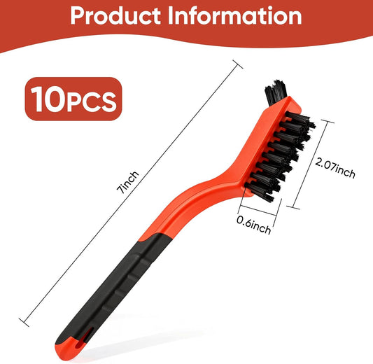 10PCS Nylon Cleaning Brushes for Tight Spaces, Non Scratch Detail Cleaning Brush Set for Window Tracks, Kitchen, Bathroom, Keyboard, Car Detailing & Household Cleaning