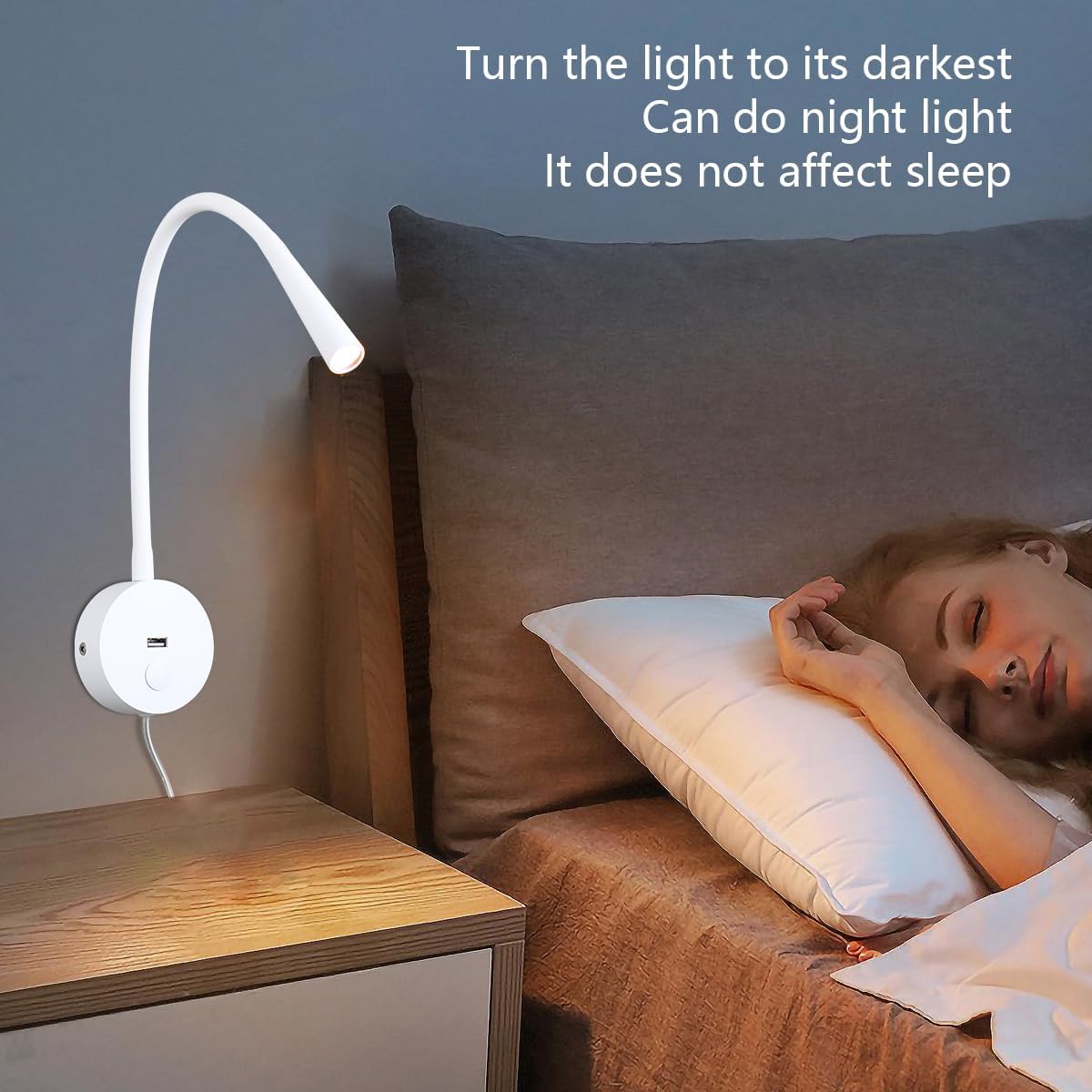 Wall Mounted Reading Lamp LED 3W Warm White 3000K Hardwired for Reading Matt Black(Black Hard-Wired)