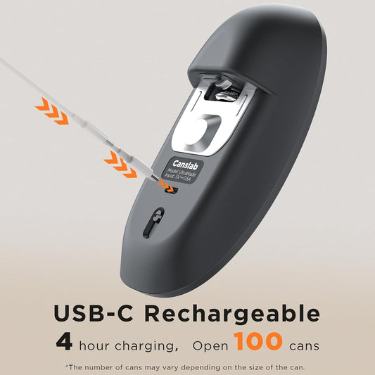 Canslab Ultrablade SE Electric Can Opener, USB-C Rechargeable, Smooth Edge | Cordless Automatic Can Opener for Kitchen for Seniors with Arthritis, Battery Powered Handheld, for Small or Large Cans,Black