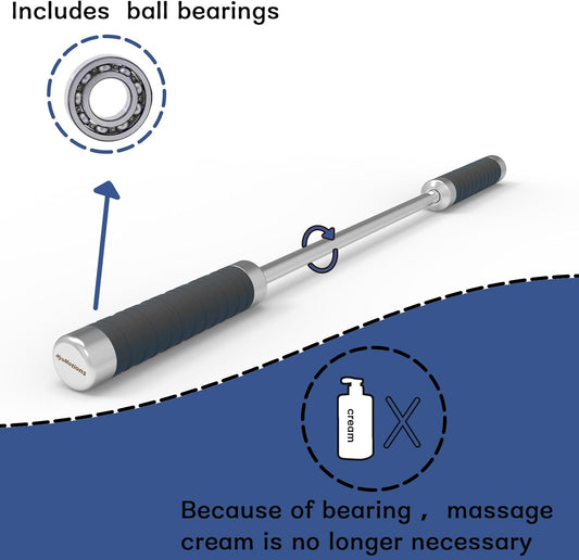 Stainless Steel Muscle Roller Stick for Legs with Silicone Grip and Ball Bearing Foot Roller for Athletes - Massage Roller Stick