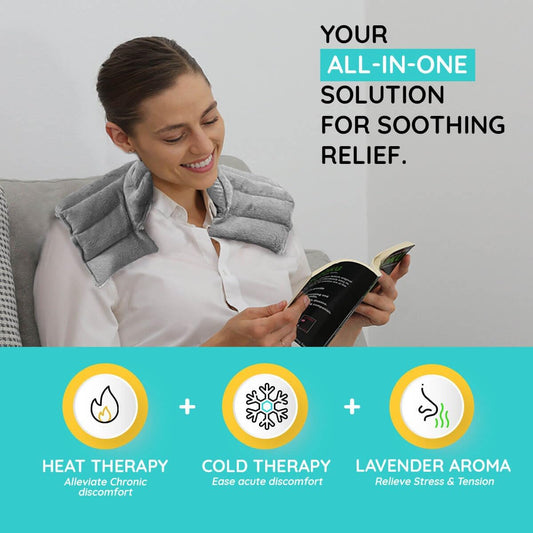 Microwavable Heating Pads - Neck & Shoulder Relaxer for Upper Back & Neck | Reusable Heating Pad & Hot Pack - 1 XL Pack - Unscented