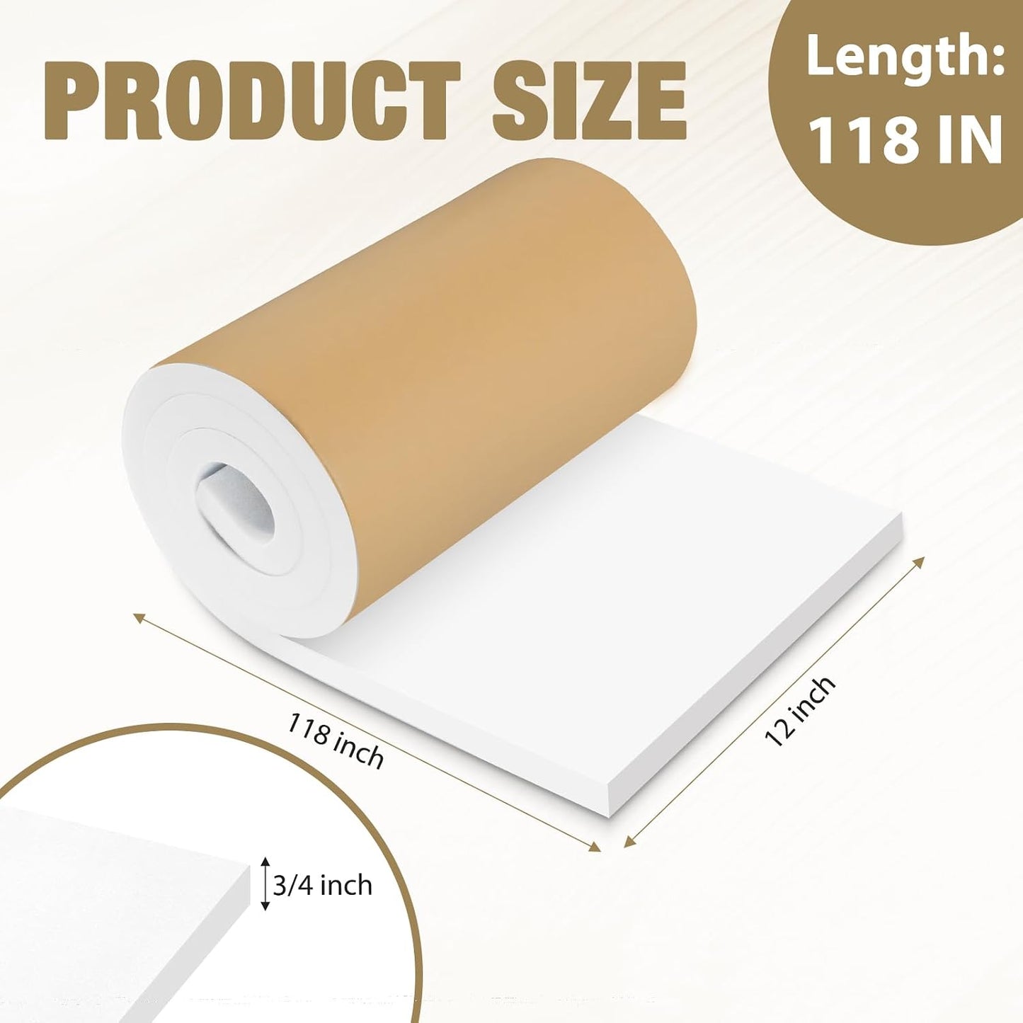 LSGCQ Sponge Neoprene Foam Padding Self Adhesive Foam Sheets, White | Closed Cell Foam Sheet Neoprene Rubber Pad for DIY Gaskets Shock Pads Liner Crafts, 12" Wide x 1/8" Thick x 59" Long