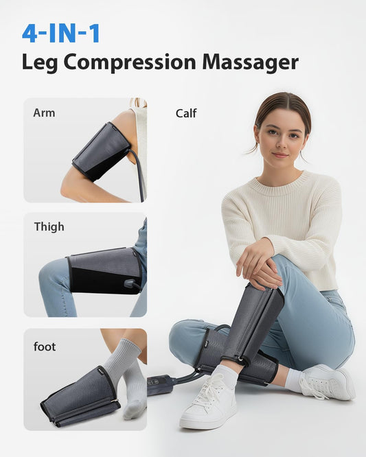 CINCOM Leg Massager for Circulation and Pain Relief FSA - HSA | Air Compression Leg and Calf Massager with 2 Modes 3 Intensities Helpful for Muscles Relaxation Gifts