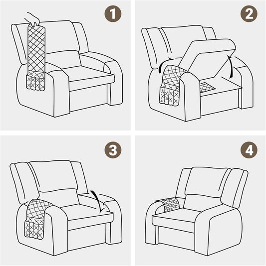 Armchair Caddy & Remote Control Holder for Couch & Recliner | Non-Slip Armrest Organizer with 6 Pockets for TV Remote, Phone, Tablet, Magazine & More, 19 x 35 Inches, Gray