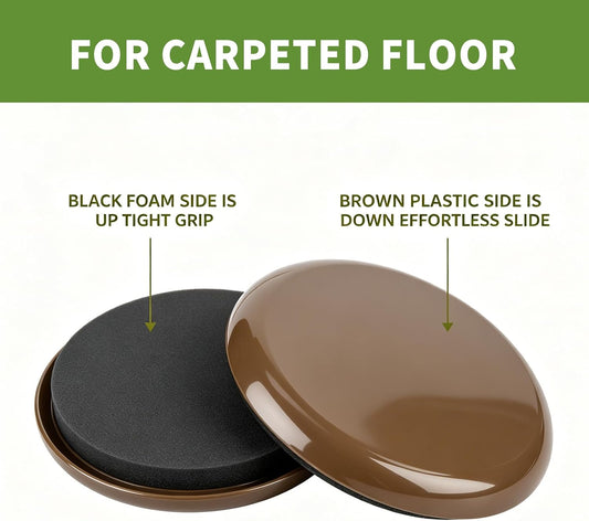 Yelanon Furniture Sliders 3.5" Round Brown for Carpet