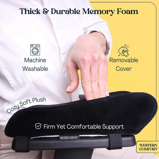 Thick Memory Foam Office Chair Arm Pads - Set of 2 Armrest Covers Provide Elbow Cushioning and Relieve Pressure (Ergonomic)