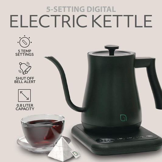 WILLOW ECO SERIES Gooseneck Electric Kettle with 5 Temperature Presets and Keep Warm Feature, 0.8L Pour Over Kettle for Coffee & Tea 1200W Quick Heating with 100% Stainless Steel Interior Water Heater