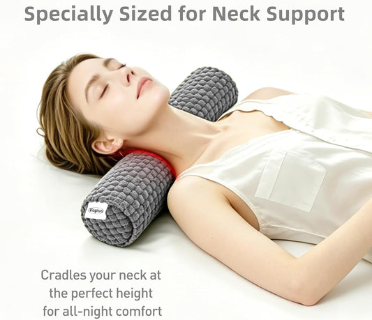 Cervical Pillow for Neck Pain, Memory Foam Neck Roll – Grey