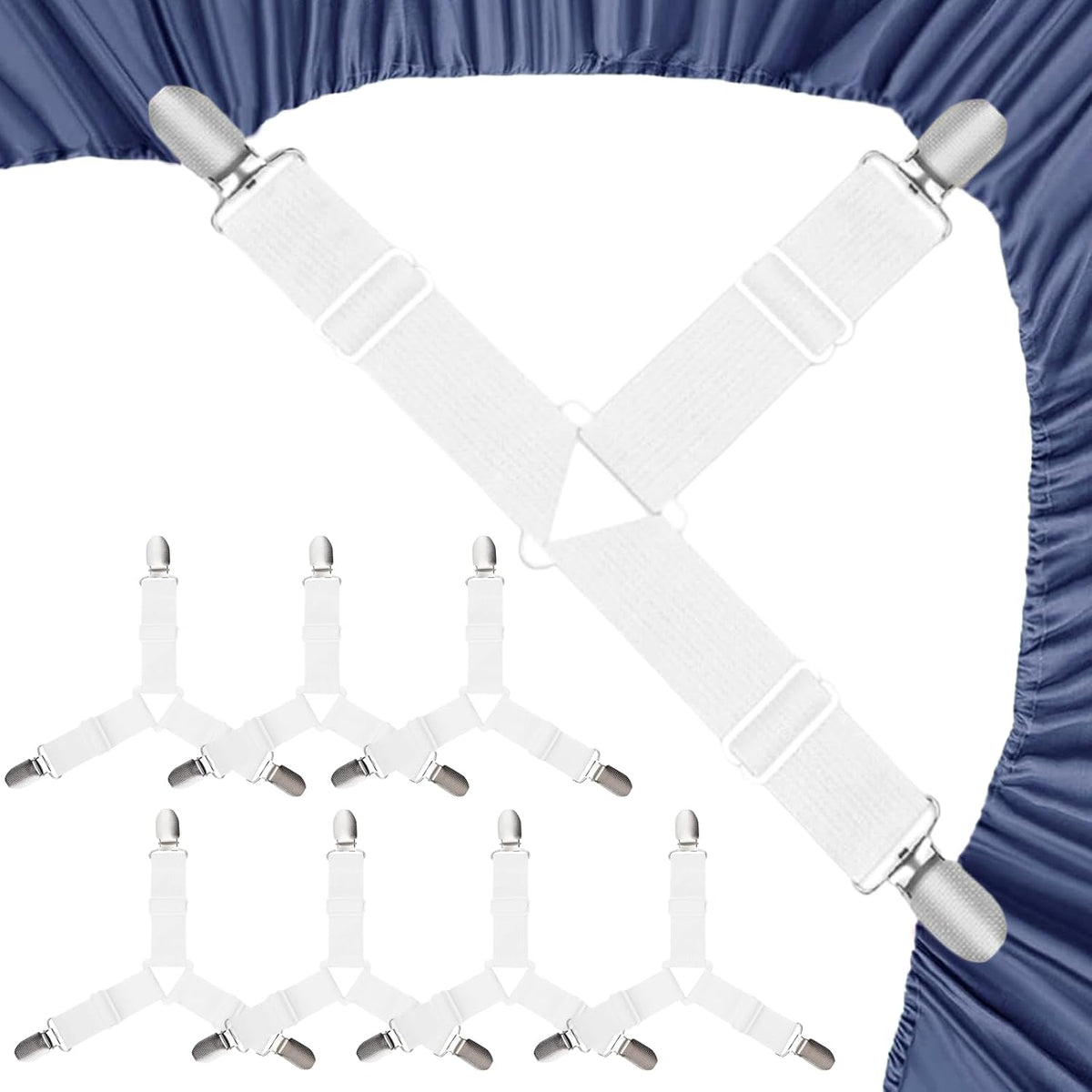 Adjustable Bed Sheet Corner Holder Straps, Triangle White 4 Pack