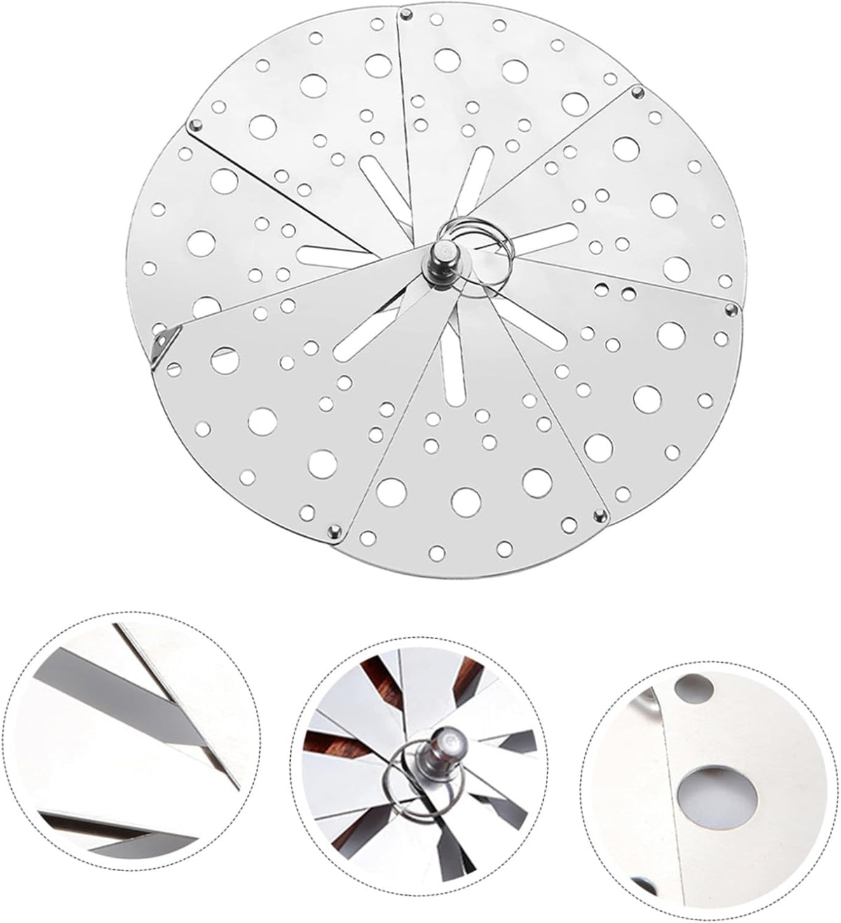 Stainless Steel Anti-spill Cover Adjustable Pot Lid with Air Holes