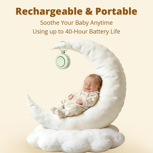 Portable White Noise Sounds Machine Car Seat Stroller Baby Shushing Soother 30 Soothing Sounds for Baby Kids Adults Pets 4 Timers Memory Function Brown Pink Noise Sleep Machine for Home Travel Office