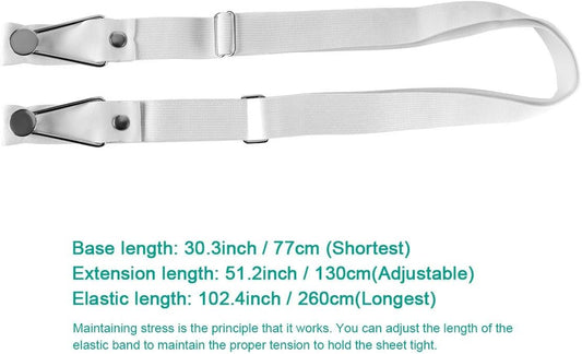 Bed Sheet Holder Straps- Adjustable Fitted Sheet Clips Bed Sheet Fastener Suspenders Elastic Gripper Holder Used for Bed Sheets,Mattress Covers, Sofa Cushion(Set of 4)