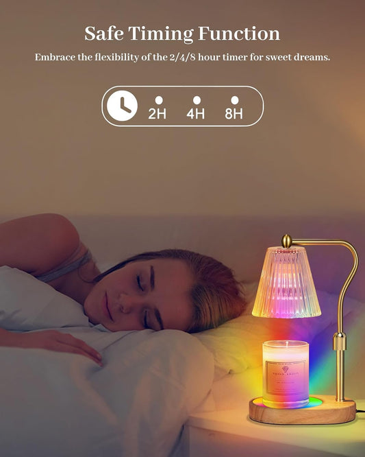 Engpure Candle Warmer Lamp with 7 LED Colors Changing,Candle Warmer with Timer Dimmer, Electric Candle Lamp with Adjustable Height Home Decor for Secented Jar Candles Christmas Gift for Mom Women
