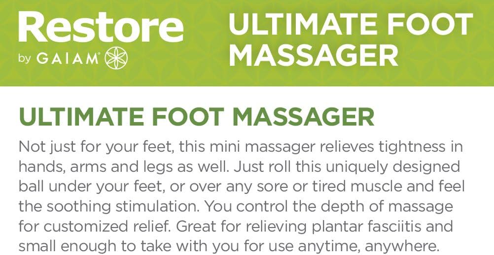 Gaiam Restore Ultimate Foot Massage Roller, Arch & Heel | Dual-Zone Textured Roller | Arch, Heel & Ball of Foot Relief | Plantar Fascia | Manual | Home & Office Use