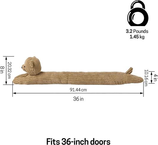 SWISSELITE 36 Inch Under Door Stopper, Decorative Door Noise Blocker | Weighted 3.2 Pounds Animal Air Draft Stopper Soundproof Energy Saver for Door & Window