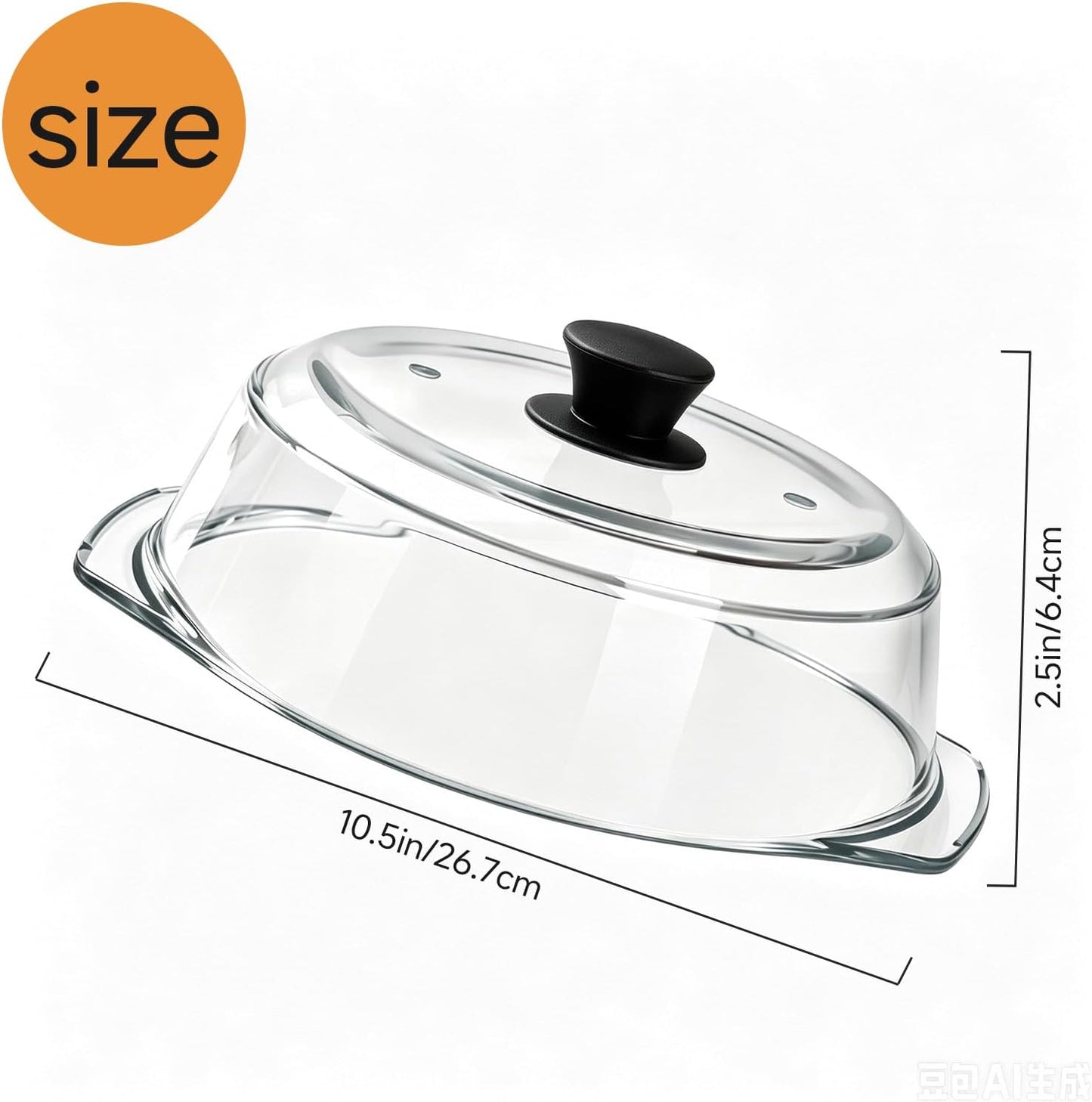 10" Tall Glass Microwave Splatter Cover with Silicone Handle, Borosilicate Glass Microwave Cover for Food, 2 Steam Vents, Dishwasher Safe & BPA-Free