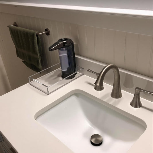 Acrylic Dispenser Drip Tray, Automatic Soap Dispenser Bracket, Laundry Detergent Drip Catcher Prevent Dripping and Spraying, Soap Dispenser Water Tray (Not Include Soap Dispenser)