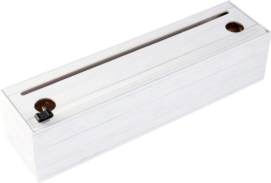 ChicWrap Shiplap Plastic Wrap Dispenser - Includes large 12"x750' roll | Large, Oversized Reusable Plastic Wrap Dispenser with Four Non-Slip Rubber Feet and Slide Cutter