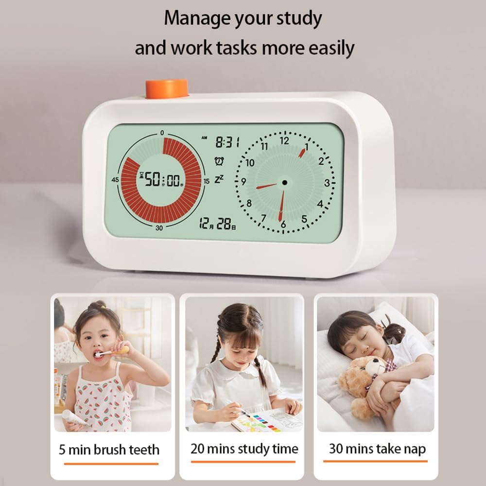 60 Minute Digital Timer Visual Countdown Countup Clock, Battery Operated Desk Timer with Large Display for Kitchen Office Home Productivity Management Tool