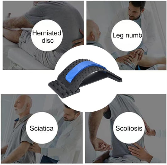 Back Stretcher for Lower Back Pain Relief, 4 Level Adjustable Lumbar Cracker Board Massager, Stretching Device for Scoliosis, Sciatica (Pink)
