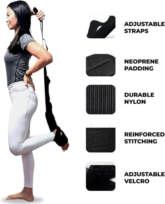 Foot and Calf Stretcher - Stretching Strap for Plantar Fasciitis, Achilles Tendonitis, Heel Spurs, Foot Drop, & Hamstring, Versatile Stretch Strap Used as Leg stretcher, Hamstring Stretcher and Foot Stretcher