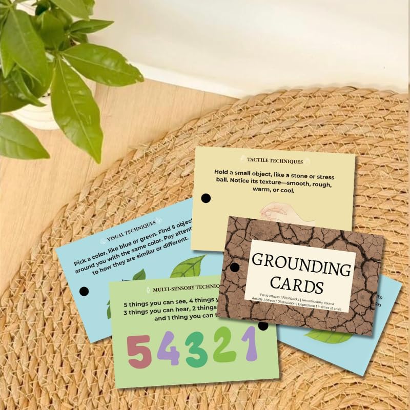 Coping Skills Cards for Anxiety & Stress Relief – Mindfulness, Meditation & Self-Care Tools for Trauma, BPD, DID, PTSD | Mental Health Therapy Gift for Adults & Teens