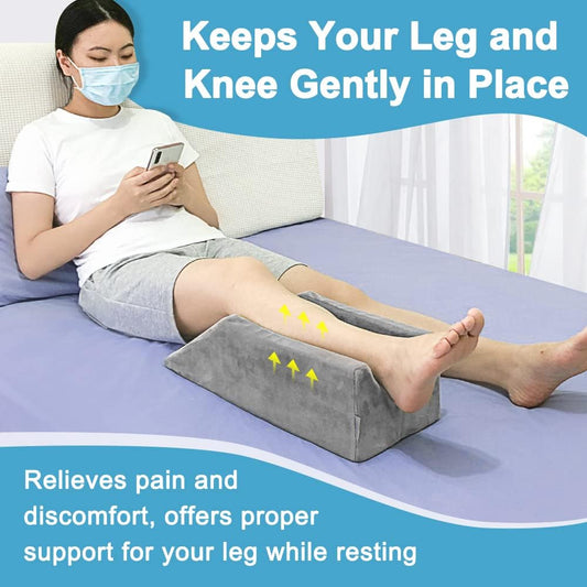 Leg Elevation Wedge Pillow Knee Foam for Sleeping Post Surgery Foot Leg Rest Pillows Knee Support Cushion Medical Elevated Pillow Leg Elevator Bed Positioning Wedge Ankle Surgery Recovery (50cm Long)