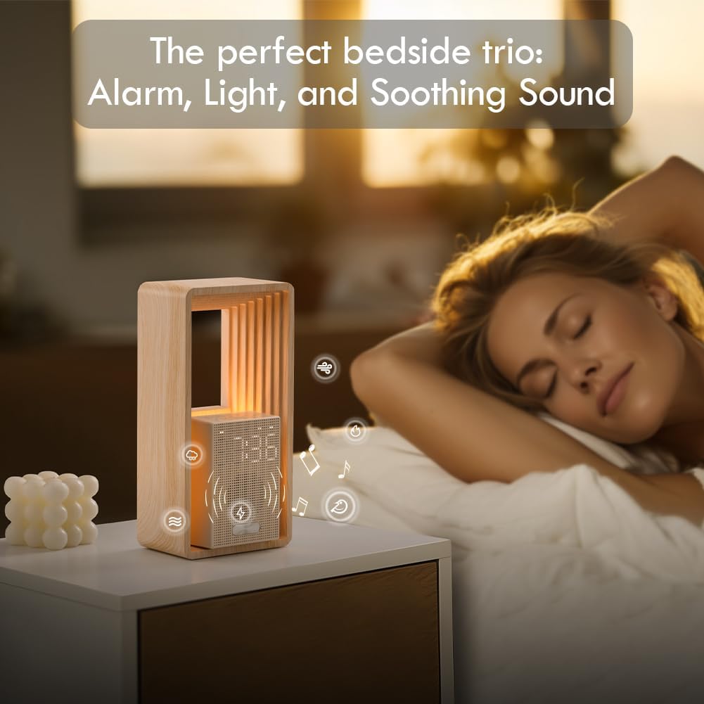 WILIT Digital Alarm Clock, Sunrise Alarm Clock with Nightlight, 9 Sleep Aid Sounds, White Noise Sounds Machine, Dimmable Display, Snooze,USB Charging Port,Gift for Women,Men,Teens,Kids,Travel